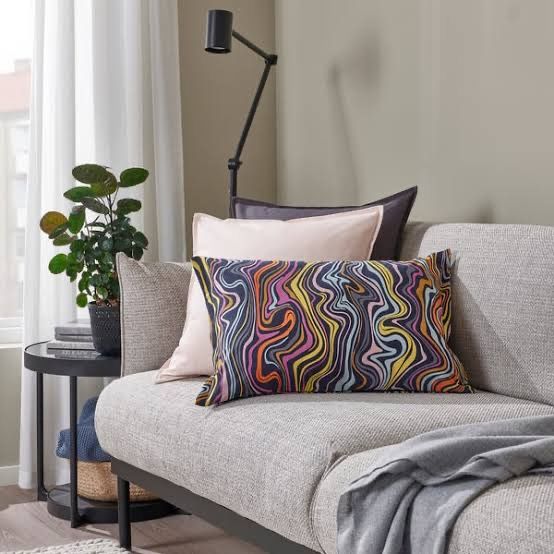 IKEA KLIPPNEJLIKA Cushion Cover (Category: Cushions & Throws) located in Pasig City. Submitted by theresidence (Listing ID 1378035392, Image 3). Description: Gently used IKEA KLIPPNEJLIKA Cushion cover, dark blue/multicolour, 40x58 cm (Inner cushion not included) 💰 Gcash payment. No COD. 🛵Buyer responsible to book and pay for pick up cost.