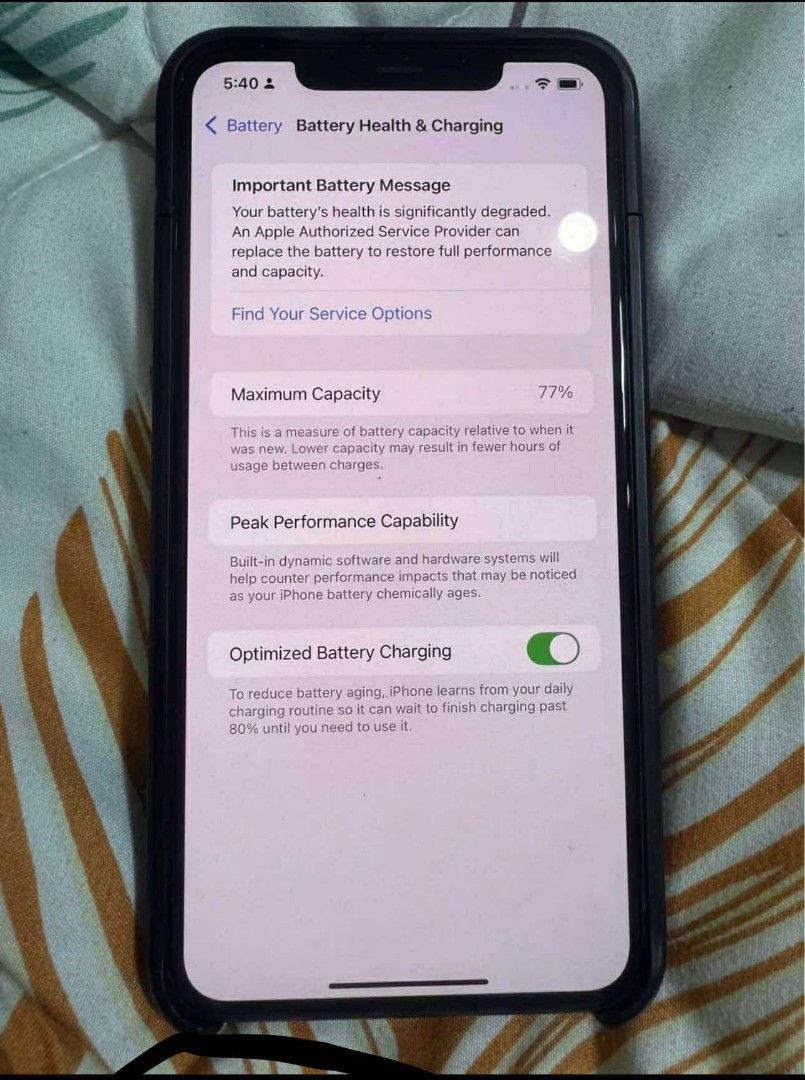 Iphone 11 Pro Max 512 GB (Factory Unlocked) (Category: iPhone 11 Series) located in Baguio. Submitted by brand_master (Listing ID 1378100684, Image 3). Description: Iphone 11 Pro Max 512 GB(Midnight Green) (FACTORY UNLOCKED) Slightly used Lady owned Battery capacity 77% BH Inclusion: Unit with CASE battery pack 2200 maH(2in1) In excellent used condition.