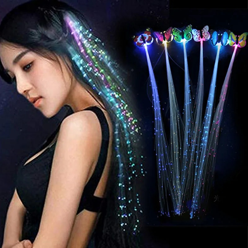 LED Glowing butterfly hair clip Color changes luminous Hair Braid girl
