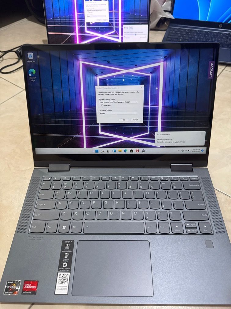 Lenovo Yoga 7 14ACN6 2-in-1 Laptop Ryzen 5800h /16 gb/512 ssd/ touch screen (Category: Laptops & Notebooks) located in Singapore. Submitted by mkdlc (Listing ID 1378109398, Image 1). Description: Lenovo Yoga 7 14ACN6 2-in-1 laptop. Features a sleek grey design and a touchscreen display. It is running Windows 11. The laptop is in good working condition. Includes the original charger..