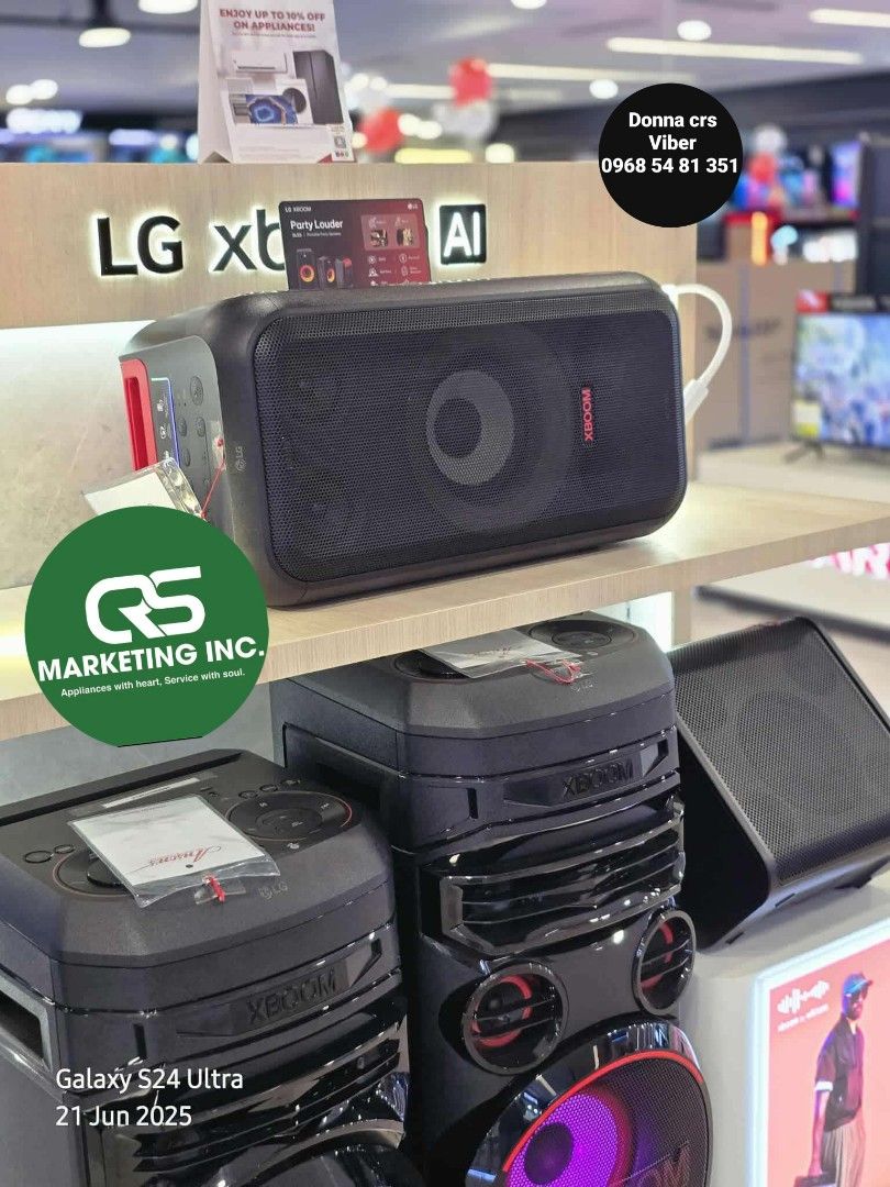 Lg BOOMBOX (Category: Soundbars, Speakers & Amplifiers) located in Manila. Submitted by donnasagao03665 (Listing ID 1378034156, Image 1). Description: 💚 LG BOOMBOX SPEAKER RNC5 RNC7 RNC9 / LG XBOOM XL5S XL7S XL9T / LG STAGE301 LG BOUNCE LG GRAB 💚 BOOMBOX RNC5 500W - 9,600 RNC7 700W - 13,200 RNC9 1000W - 17,900 XBOOM XL5S 200W - 15,200 XL7S 250W - 20,200 XL9T 1000W - 31,300 STAGE301 - 13,400 BOUNCE - 8,100 GRAB - 6,000 PRICE MAY CHANGE WITHOUT P