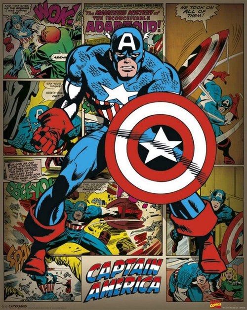 MARVEL Comics Captain America Retro Poster (Category: Art & Prints) located in Manila. Submitted by holeighsht_ (Listing ID 1378076543, Image 1). Description: A cool piece for fans of the Captain America/Marvel Comics universe — great for display or adding to your collection! ✨ Details: • 40*50cm • High quality print ensures that the colors are really vibrant. • MARVEL Comics Captain America Retro Poster • Good for fans of Marvel, heroes, pop-cul