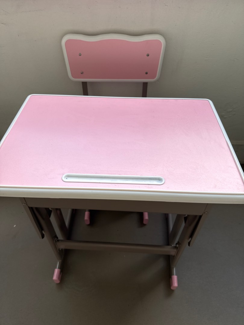 Pink Kids Study Table and Chair Set, Furniture & Home Living, Furniture ...