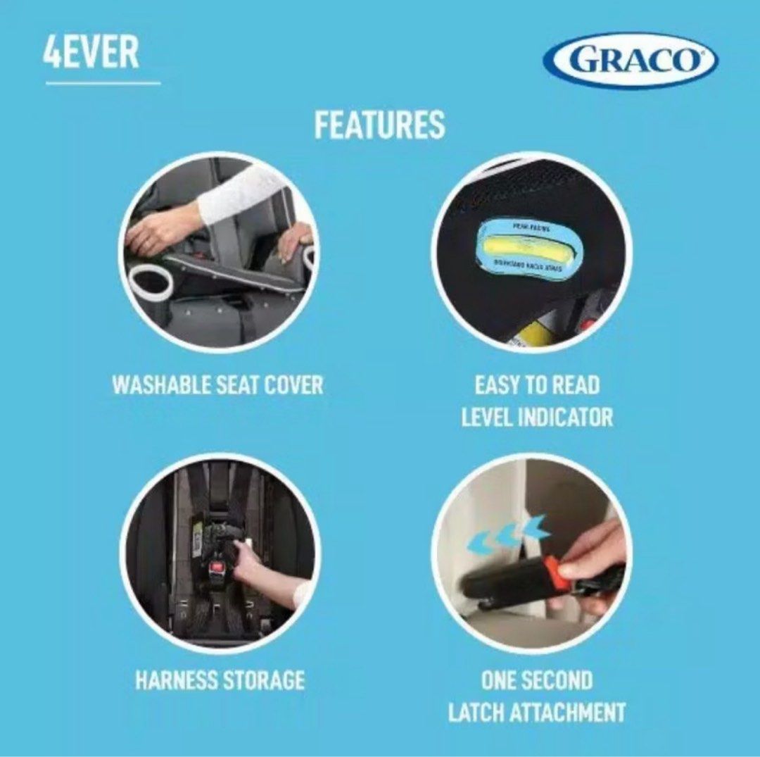 Car Seats Graco 4ever Blue PL Carseat Graco 4ever Dlx 4in1 ISOFIX