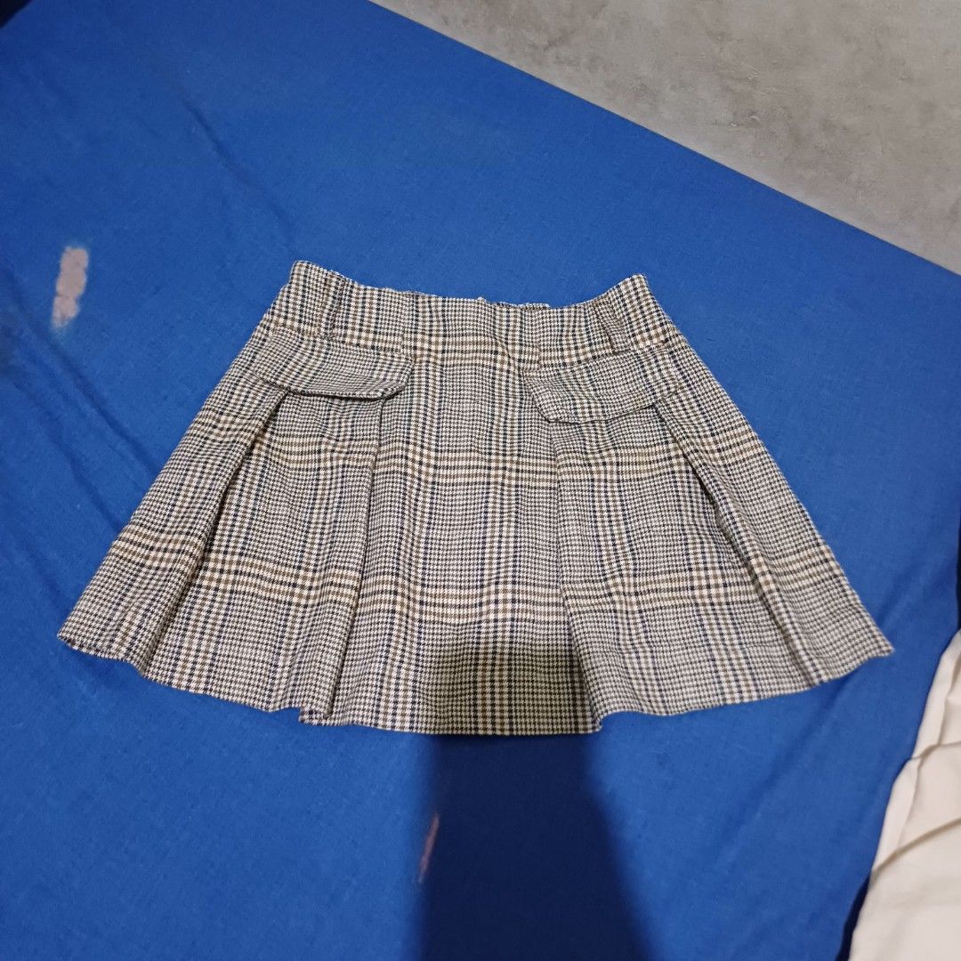 Rok tartan Zara, Fesyen Wanita, Pakaian Wanita, Gaun Rok di