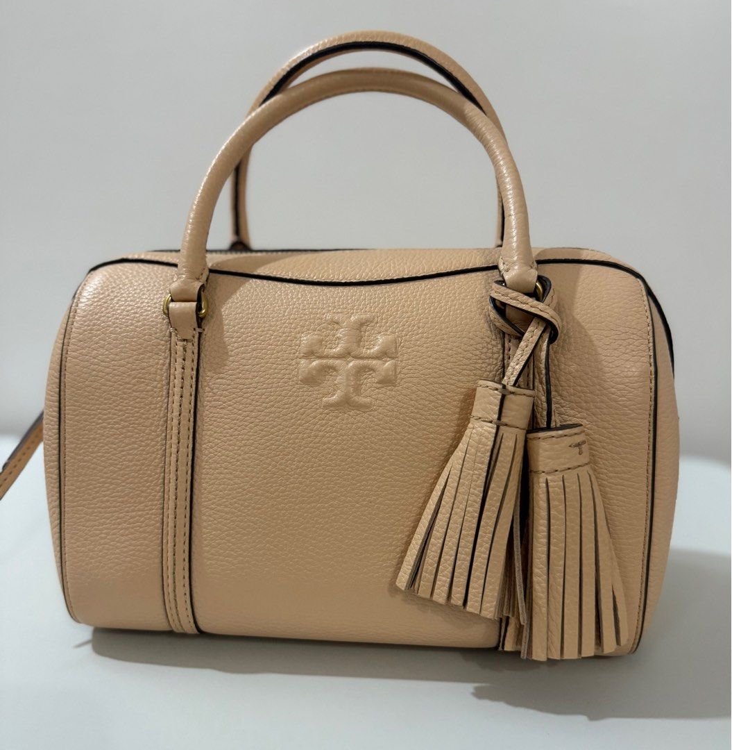 Tory Burch Thea Mini Satchel Crossbody (Category: Luxury Bags & Wallets) located in Makati City. Submitted by simplecloset_24 (Listing ID 1378096489, Image 2). Description: - Almost New - 2 Straps - Coy Pink Color .
