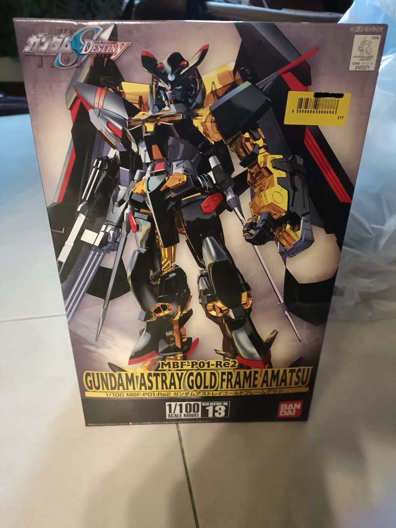WTS Bandai 1/100 Gundam Astray Gold Frame Amatsu (Category: Gundam Model Kits) located in Singapore. Submitted by lilpopstore (Listing ID 1378059500, Image 1). Description: Brand new, has been stored in storage room since purchase. All parts are sealed inside the box, clearing because I am no longer collecting Gundam and want to clear space! Selling for $40 Meetups only, location can be discussed.