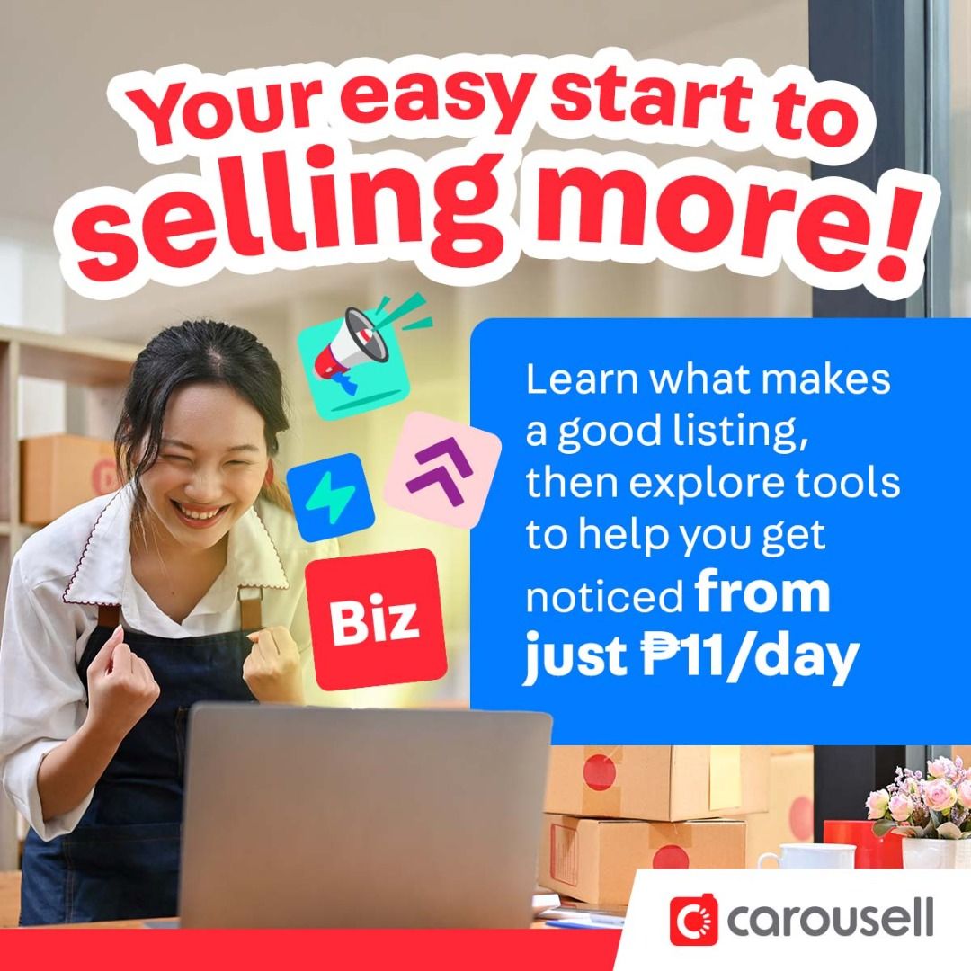 Your easy start to selling more! (Category: Announcements) located in Mandaluyong City. Submitted by carousellph_promote (Listing ID 1377976971, Image 1). Description: A good quality listing with clear photos, helpful details, and competitive pricing can do a lot to attract the right buyers. Ready to go beyond the basics? Try seller tools like Bumps and Spotlight to boost visibility and get noticed faster. ⚡️ Bump - Instantly pushes your listing 