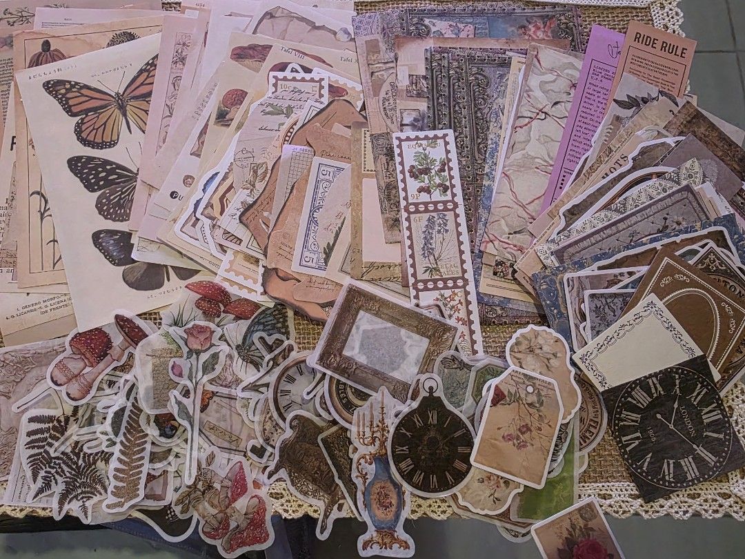 100 pcs Ephemeras and Stickers for Scrapbook (Category: Craft Supplies & Tools) located in Manila. Submitted by ghiblee (Listing ID 1379760477, Image 1). Description: 🗂️ 100 pcs Stationery Ephemera & Stickers Set A dreamy collection of handpicked pieces perfect for journaling, scrapbooking, or decorating your planners. ✨ What’s Inside: 100 assorted pieces of ephemeras & stickers A beautiful mix of vintage French, forest, space, retro, and travel