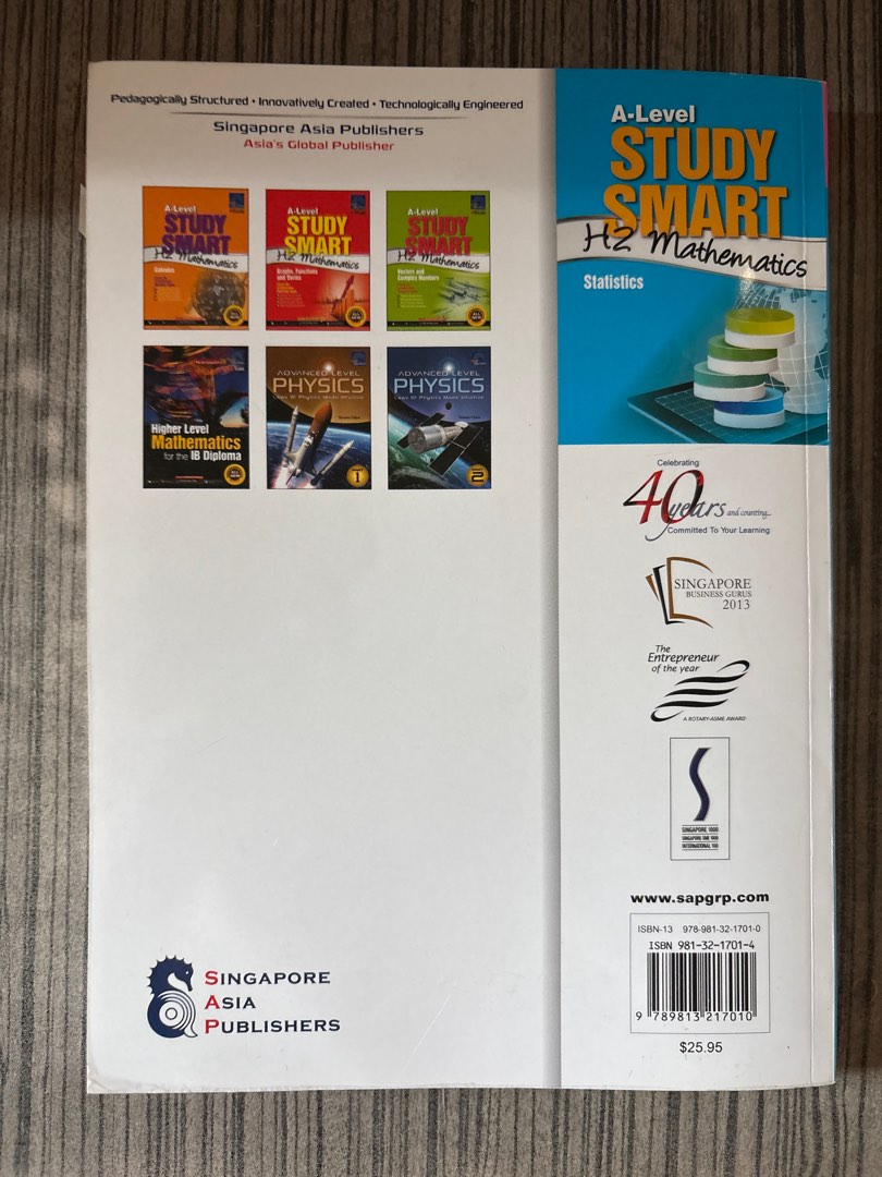 A Level Study Smart H2 Mathematics Statistics Textbook Hobbies Toys