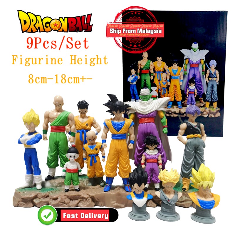 Lot De 6 Figurines Dragon Ball Z - Vegeta, Trunk, Goku, Gohan - PVC Collection - Neuf