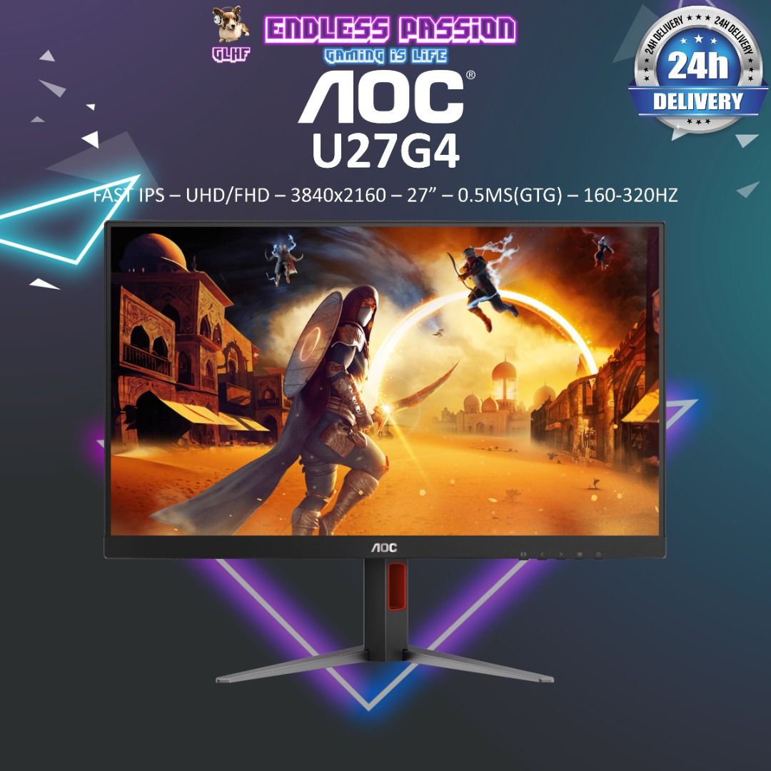 AOC U27G4 27" 160Hz/320Hz 4K/FHD Dual Refresh Rate Gaming Monitor632247646041631114