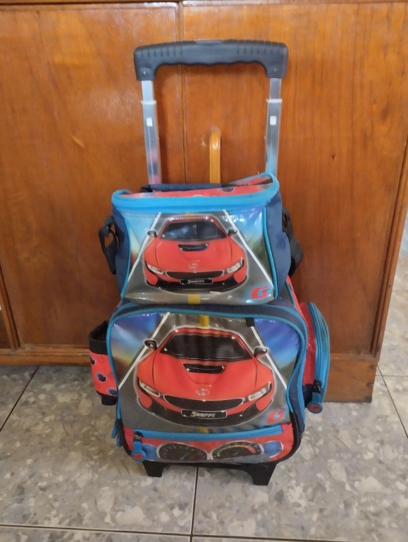 Backpack Trolley bag with lunch bag (Category: Backpacks) located in Imus. Submitted by silentpenguin.7f8689 (Listing ID 1379766240, Image 1). Description: bought at SM department store school bag backpack trolley with lunch bag for kids..