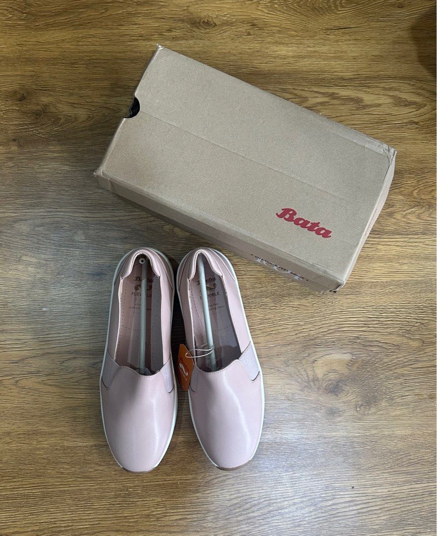 Bata Slip On Shoes Bata Light Pink Loafer flat shoes bata flats sepatu  jalan sepatu santai loafers slip on