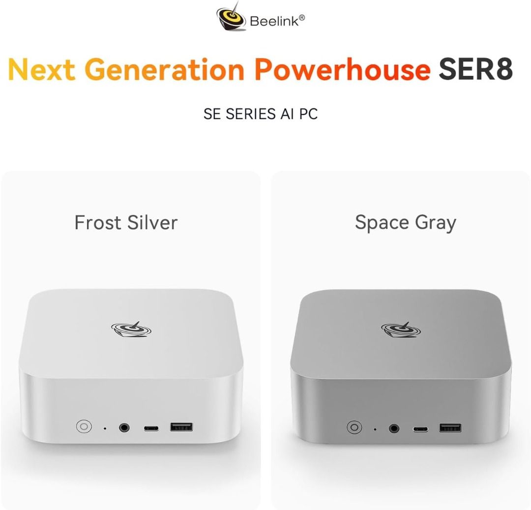 Beelink SER8 Mini PC, AMD Ryzen 7 8845HS(8C/16T up to 5.1GHz), 32GB DDR5 1TB PCIe4.0 SSD Mini Gaming PC, 4K Triple Display,HDMI/DP/USB4.0, 2.5G RJ45/WiFi 6/BT5.263223791200898111