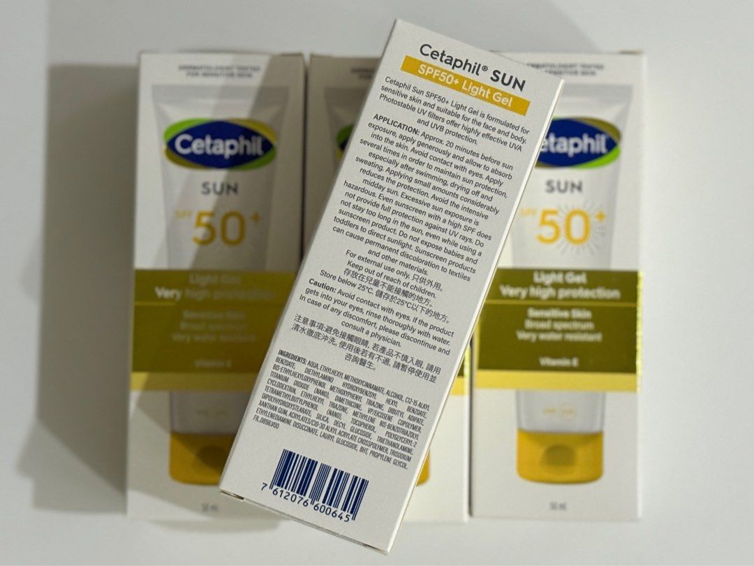 Cetaphil Sun SPF50+ Gel 50ml (Sunscreen / Sunblock) (Category: Face Care) located in Manila. Submitted by thrifia (Listing ID 1379867622, Image 3). Description: For Sensitive Skin / Face Sunblock / Lightweight and Water Resistant SRP: 999 pesos.