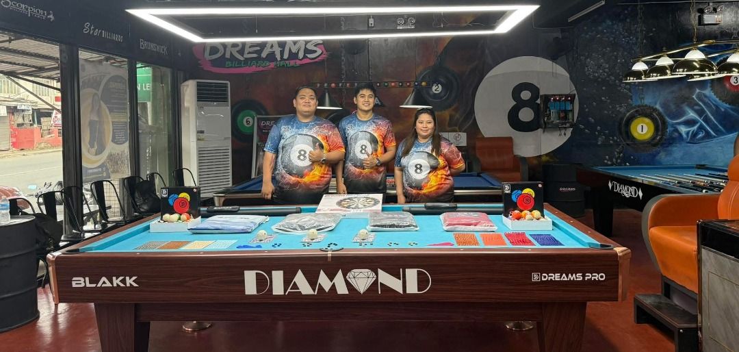 Diamond Blakk 8 Billiard table (Same specs as Maxima 8) (Category: Billiards and Bowling) located in San Pablo. Submitted by ablpsports (Listing ID 1379769109, Image 2). Description: BLAKK DIAMOND 8 BILLIARD TABLE Php 110,000 only!!! 🎱SPECIFICATIONS: Size: 5x9ft (Tournament) Slate: Granite Cushion: Uylin Corner & Side Pocket Cover: Metal Pocket: Manual.