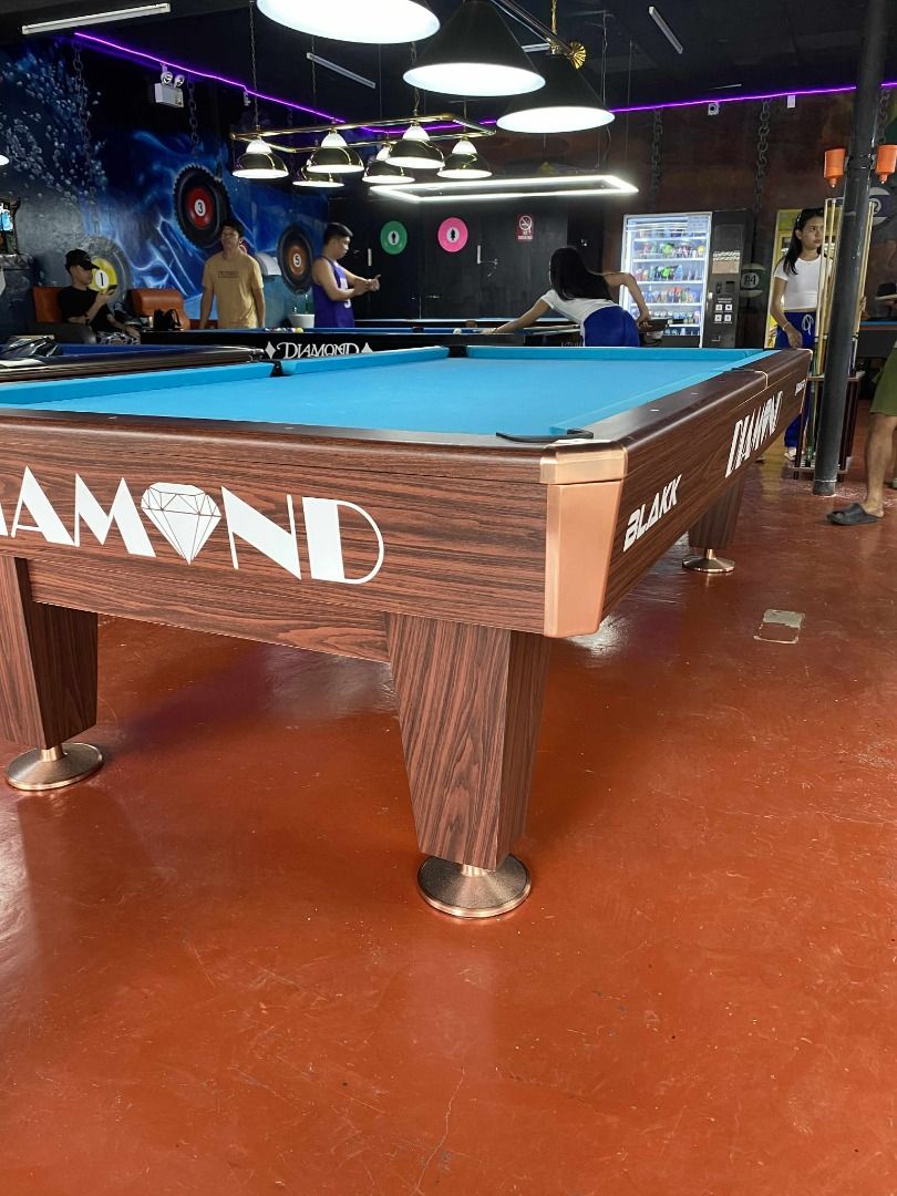 Diamond Blakk 8 Billiard table (Same specs as Maxima 8) (Category: Billiards and Bowling) located in San Pablo. Submitted by ablpsports (Listing ID 1379769109, Image 3). Description: BLAKK DIAMOND 8 BILLIARD TABLE Php 110,000 only!!! 🎱SPECIFICATIONS: Size: 5x9ft (Tournament) Slate: Granite Cushion: Uylin Corner & Side Pocket Cover: Metal Pocket: Manual.