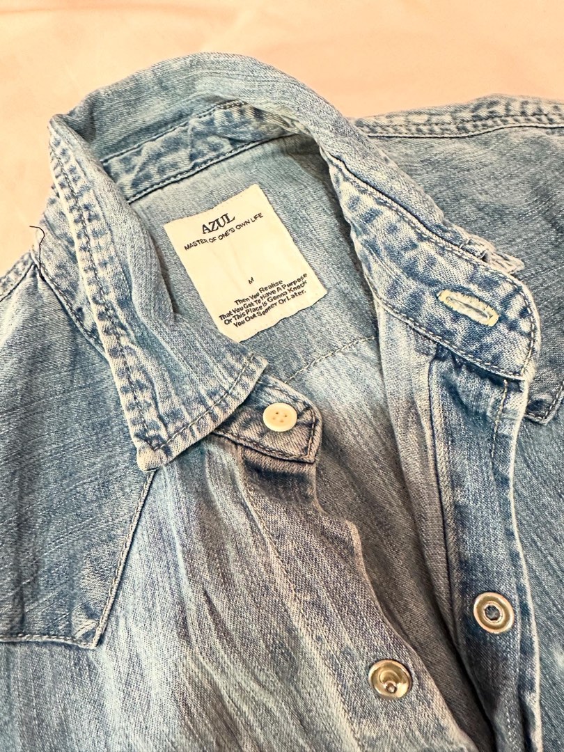 Dress denim azul, Fesyen Wanita, Pakaian Wanita, Gaun & Rok di Carousell