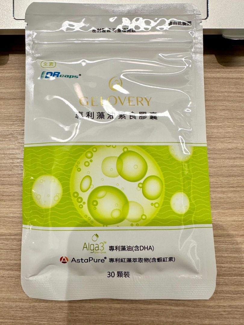 由 qqyen0115 (刊登 ID 1379740256，圖片 1) 提交，位於 新北市 (New Taipei) 的 GELOVERY專利藻油素食膠囊 (類別：健康食品，飲料和補品)，說明：自己吃不適合，故轉售，剩餘8包 一次買7包送1包 有效日期到2026/1/16。