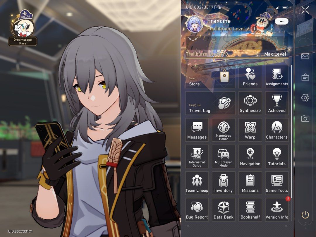 HONKAI STAR RAIL ACCOUNT (Category: Others) located in Cotabato. Submitted by francine0324 (Listing ID 1378723348, Image 1). Description: HSR TRAILBLAZER LEVEL 70 NO TOP-UP HISTORY Asia No issues/Deadlinks Unset Username Well maintained Not Guaranteed Farmable and Grindable Only finished up to Penacony quest 15 LIMITED 5* CHARACTERS * Phainon (new) * Archer (new) * Acheron + Sig LC * Castorice * Feixiao * Rappa * Robin * Sparkle * Luocha * Ruanme