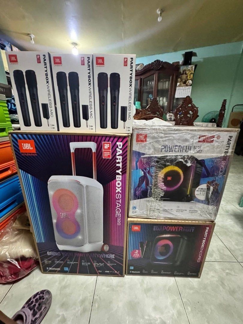 JBL SPEAKERS SALE (Category: Soundbars, Speakers & Amplifiers) located in Taytay. Submitted by michidc (Listing ID 1379909465, Image 2). Description: JULY SALE! Price depends on the model Available On Hand 🙂 JBL PARTYBOX 520 (New Model) JBLPARTYBOX 710 JBL PARTYBOX 320 BLACK JBL PARTYBOX 320 WHITE JBL PARTYBOX 120 BLACK JBL PARTYBOX 120 WHITE JBL PARTYBOX ON THE GO ESSENTIALS JBL PARTYBOX ULTIMATE JBL PARTYBOX 1000 JBL PARTYBOX ENCORE V2 (New Re