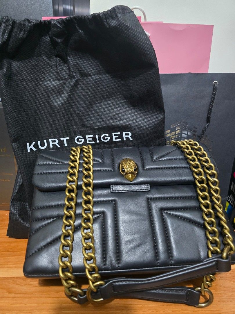 Kurt Geiger Kensington (Category: Luxury Bags & Wallets) located in Lipa City. Submitted by jenragragio (Listing ID 1379840693, Image 1). Description: Used Once Medium Kensington Fits a lot Shoulder Bag / Sling Bag Black & Gold Hardware.