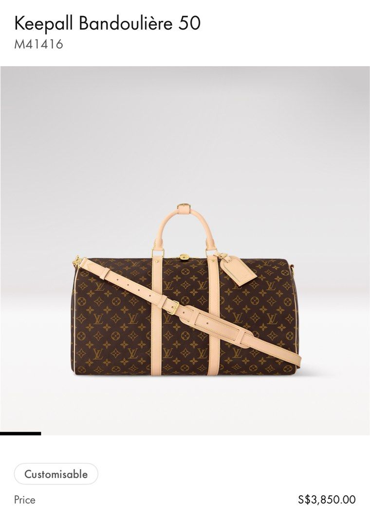 Louis Vuitton Keepall 50 (Category: Bags & Wallets) located in Singapore. Submitted by zappy.trove (Listing ID 1379888782, Image 1). Description: Used Once, E-Receipt Avail..