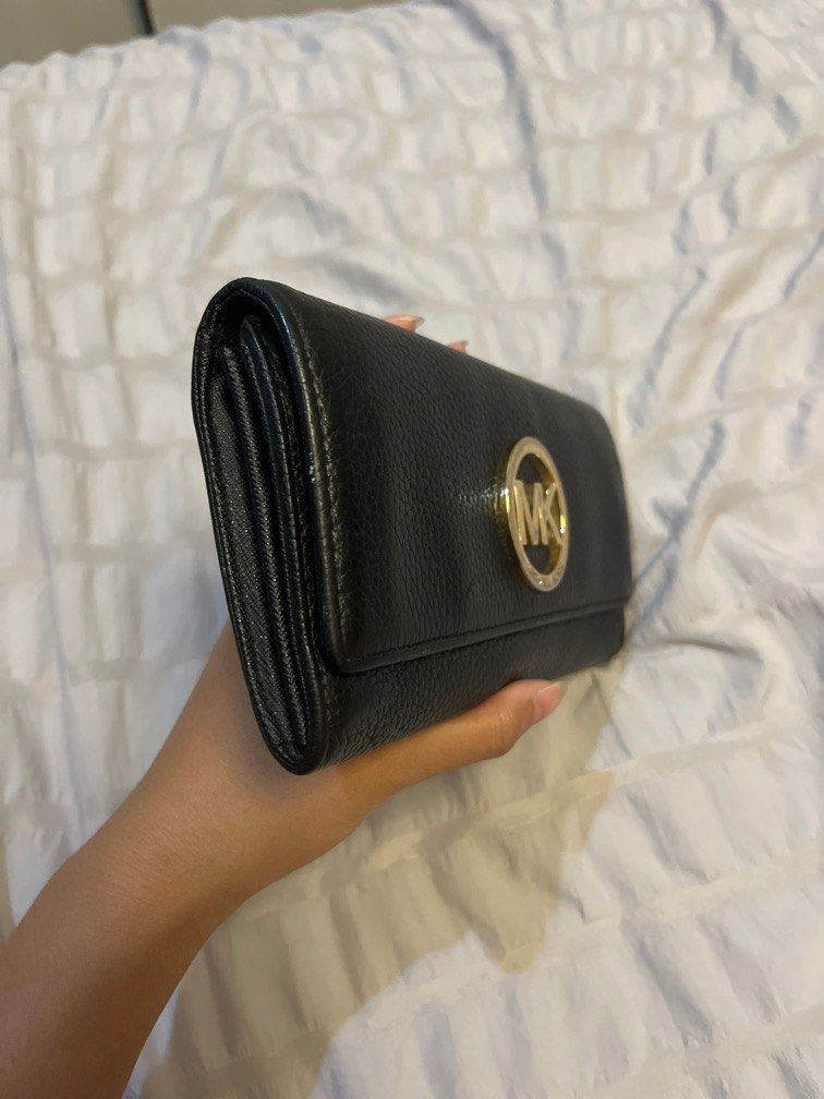 Michael Kors black wallet aksesoris, Barang Mewah, Tas Dompet di