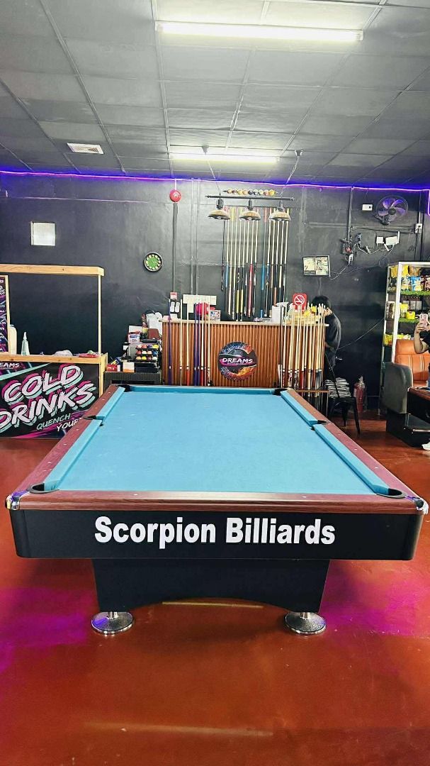 Scorpion 7 Billiard Table (same specs as Maxima 7) (Category: Billiards and Bowling) located in San Pablo. Submitted by ablpsports (Listing ID 1379758565, Image 3). Description: Same specs as Maxima 7 but at lowest price offer in the market!! SCORPION 7 BILLIARD TABLE 💸110,000.00 💸110,000.00 ACCESSORIES INCLUDED : 1 Set. BILLIARD CLOTH WITH WHITE CLOTH 1 Pc. BILLIARD TABLE BRUSH 2 Packs. BORAX 1 Set. BILLIARD BALL 1 Pc. TRIANGLE RACK 1 Pc. BALL