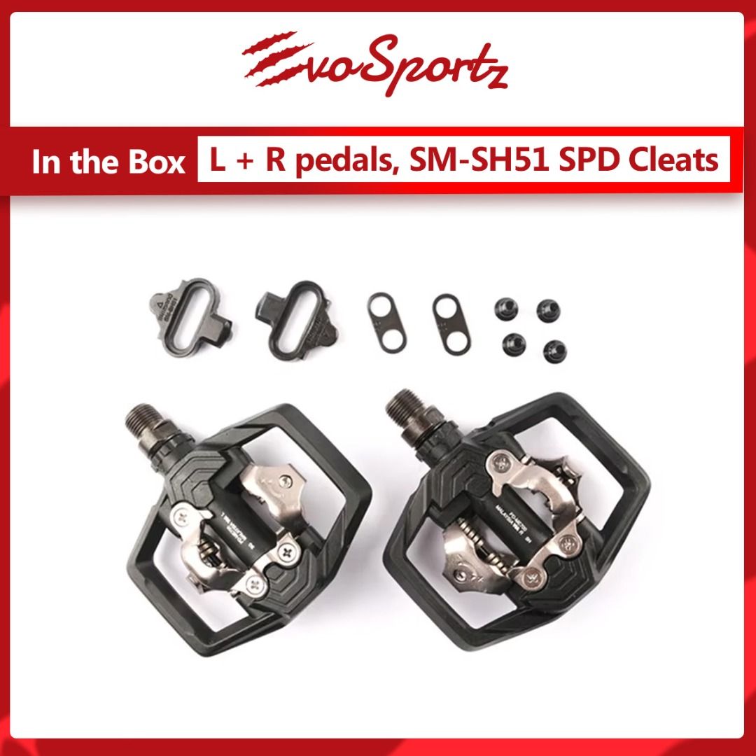 Shimano SPD Pedal PD-ME700 | Bicycle Cycling Cleats Pedal | Bike Cleat Pedals (Category: Parts & Accessories) located in Singapore. Submitted by evosportz (Listing ID 1379761516, Image 2). Description: The PD-ME700 pedal is a high value SPD pedal designed for trail riding. Large dual-sided platform creates a wide contact area between your shoe and pedal for improved stability and power transfer. An additional protective cage, chrome-moly spindle 