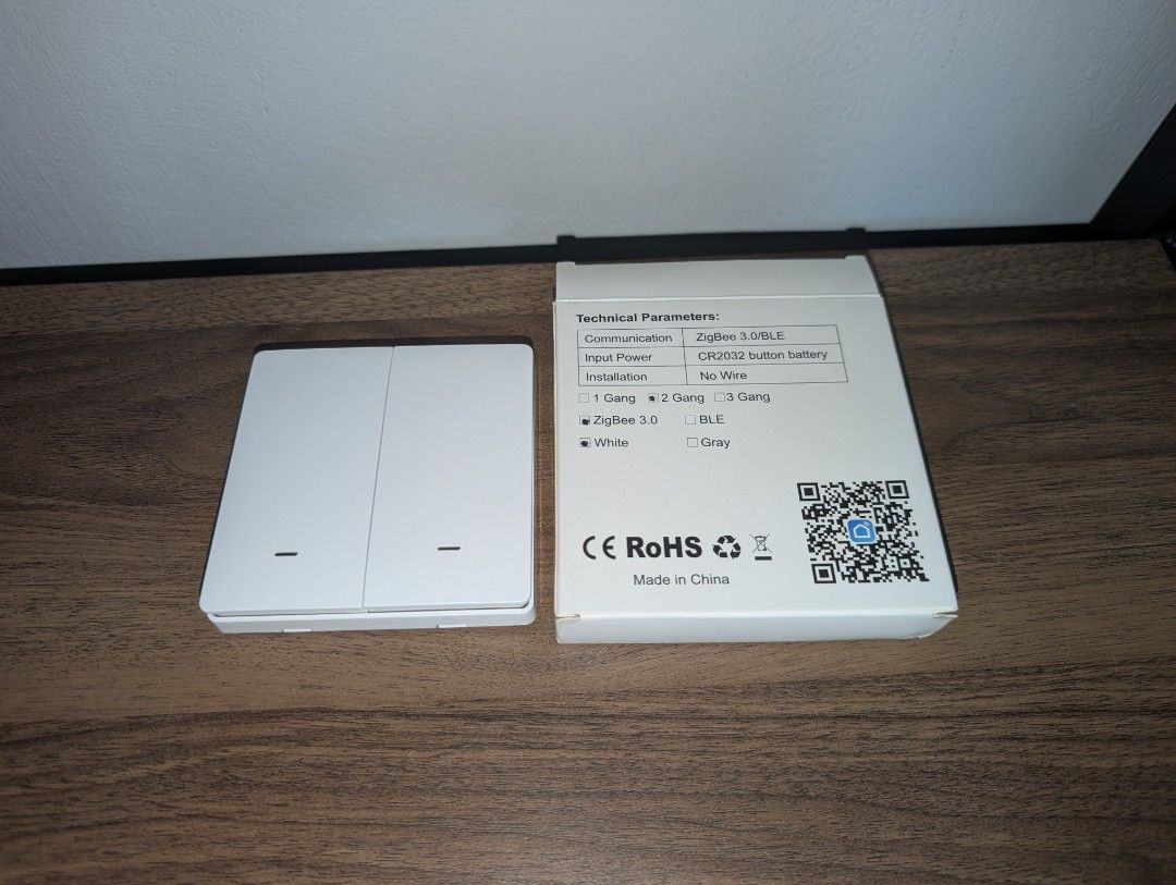 Smart Switch - Zigbee (Category: Electrical, Adaptors & Sockets) located in Singapore. Submitted by sellawaylor (Listing ID 1379760105, Image 2). Description: - New smart switch (bought extra) - Compatible with Zigbee 3.0 - 1 or 2 or 3-gang control - White color - $10 each (have various types) - Easy installation (no wiring needed) - Requires CR2032 battery (not included) - Comes with original packaging - Must already have Zigbee system to work.