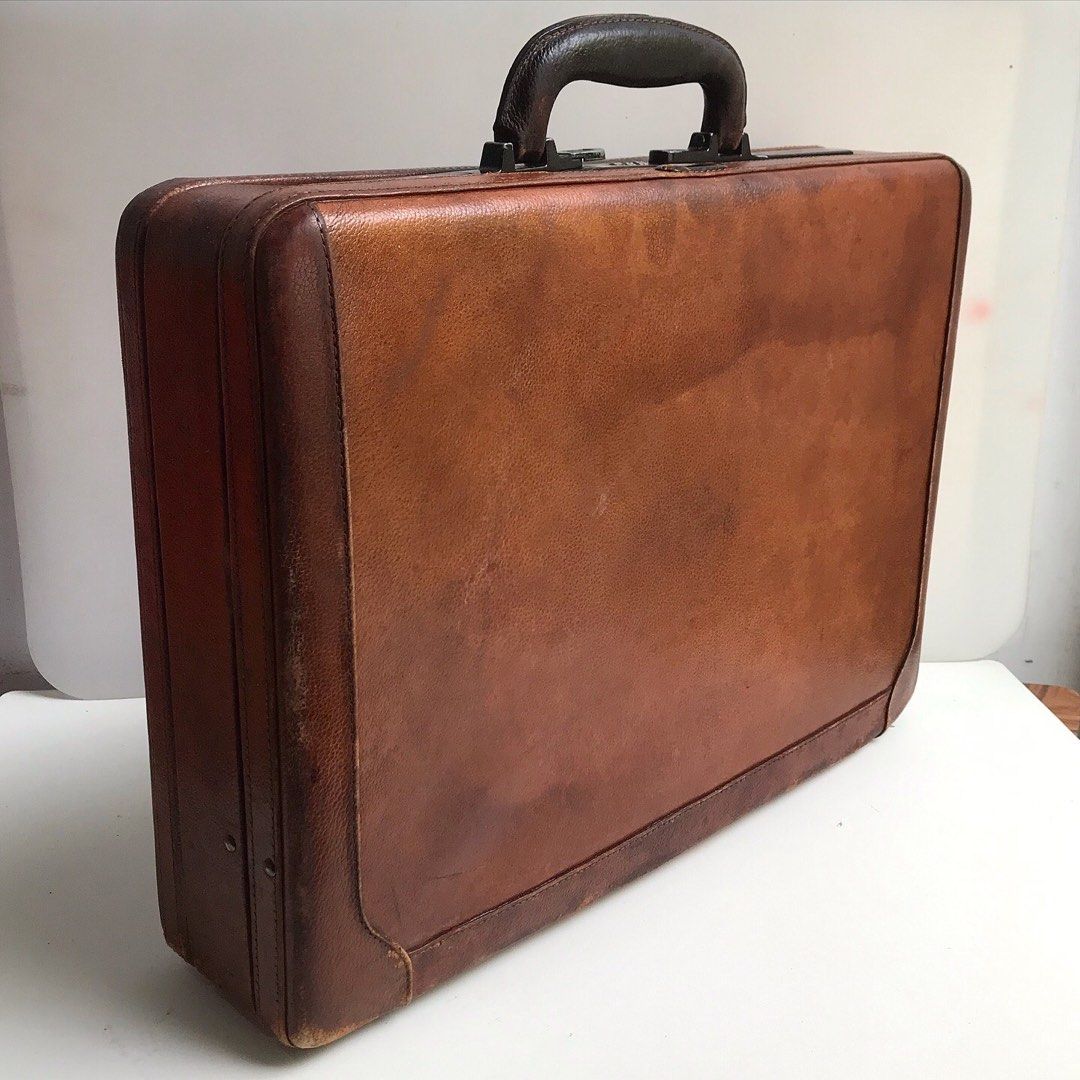 Tas Kantor Vintage Leather Suitcase TravelMite brown leather suitcase bag  for your important document and stuff Vintage 70s/80s Suitcase Briefcase