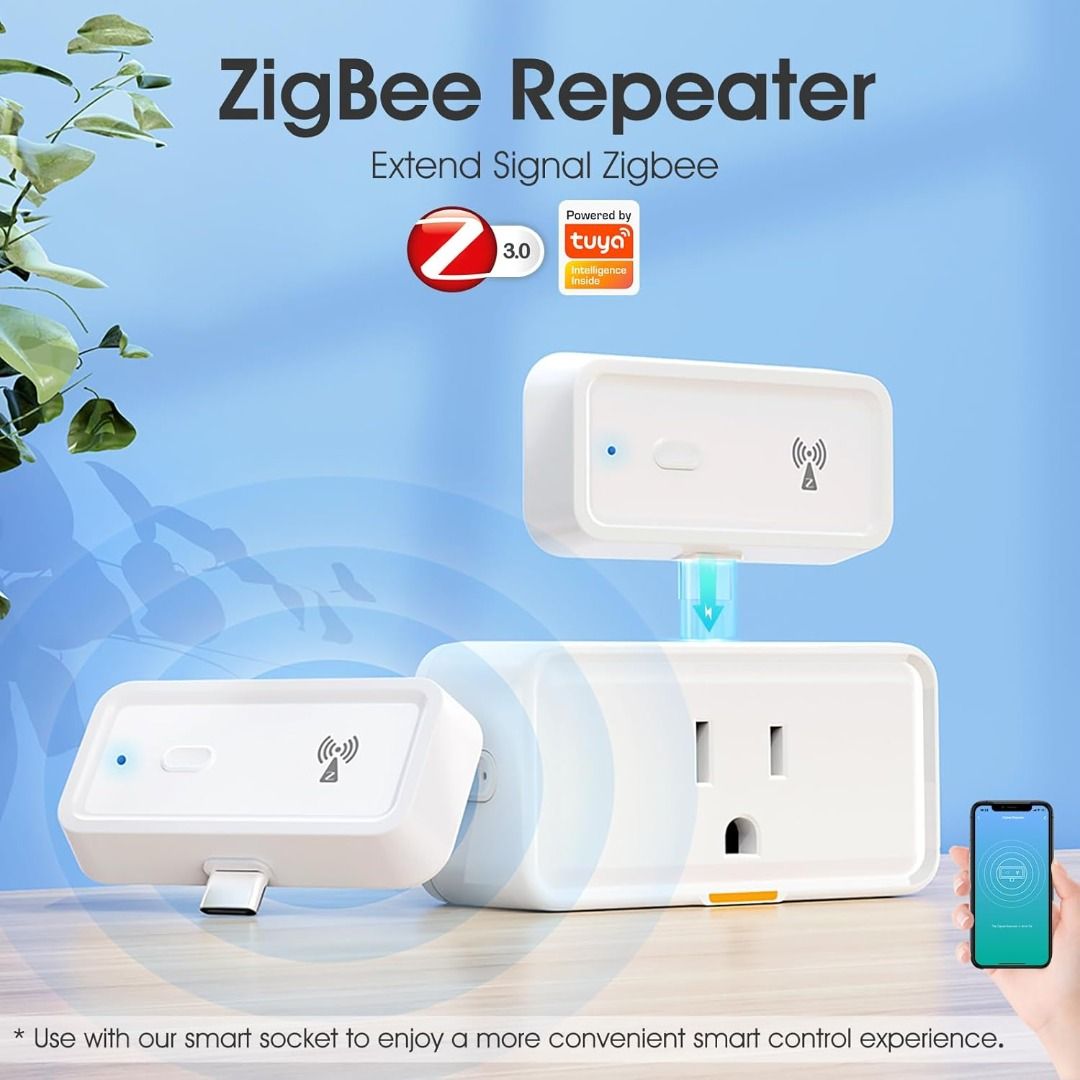 Tuya Zigbee Signal Booster (Category: Networking) located in Paranaque City. Submitted by urbangiz_amb (Listing ID 1379798539, Image 2). Description: Long Range up to 7600 sq.ft, Compatible with Alexa/Google Assistant, 2.4GHz, White.