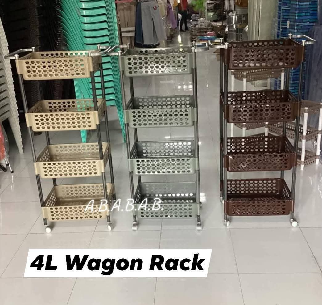 4 Layer Wagon Rack with Wheels (Category: Storage Boxes & Baskets) located in Manila. Submitted by onlineshoppersph (Listing ID 1379998288, Image 1). Description: Cash On Deliver - Metro Manila - Delivery Fee/Handling Fee shouldered by BUYERS - DF/HF depends on BUYERS Location LALAMOVE PICK UP - Cash on Deliver - Metro Manila & Nearby DELIVER THRU COURIER, CARGO & BUS - Provincial Buyers - Payment 1st Thank You.