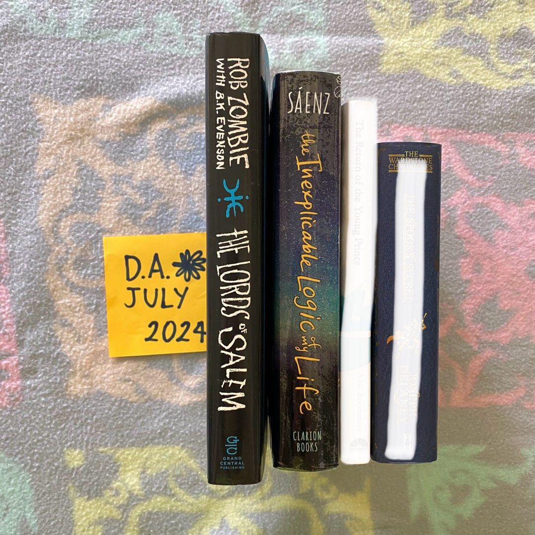 Assorted Hardbound Books (Set A) (Category: Storybooks) located in Meycauayan. Submitted by dinerdashing (Listing ID 1315194099, Image 1). Description: All books are AUTHENTIC! The Lords of Salem by Rob Zombie - ₱200 The Inexplicable Logic of My Life by Benjamin Alire Saenz - ₱400 (Sealed) The Return of the Young Prince by A.G. Roemmers - SOLD The Spook’s Secret by Joseph Delaney - SOLD Feel free to message me for more photos or if you have any q
