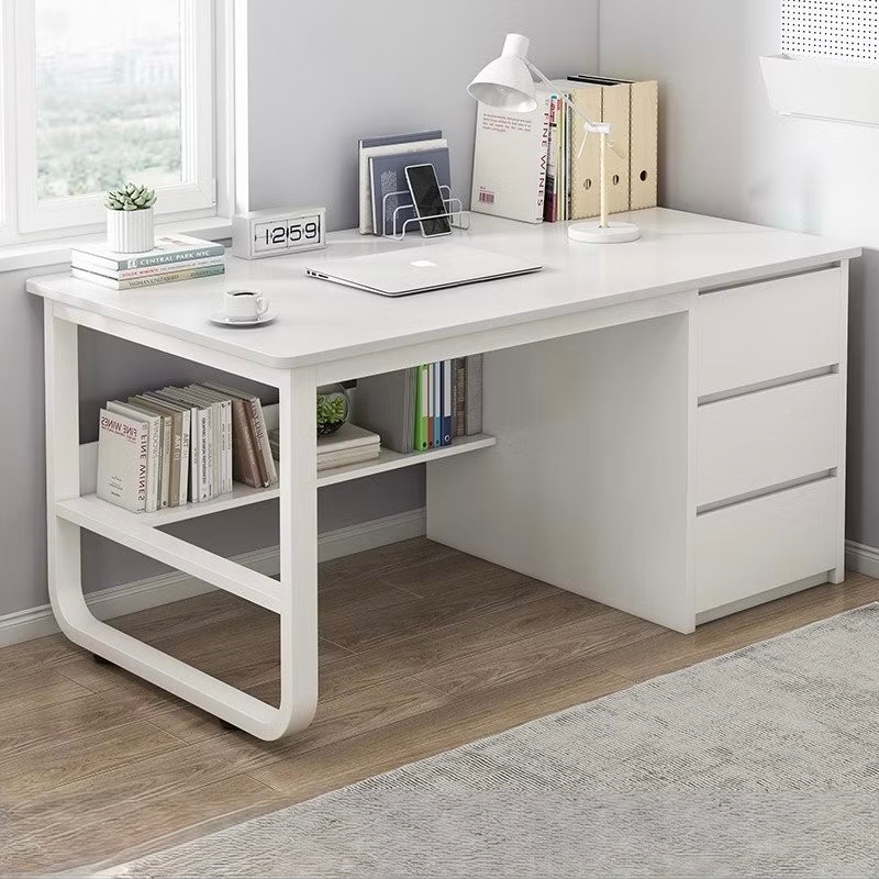 Bedroom Wide Work Desk | Study Table With Storage Shelf | Side ...