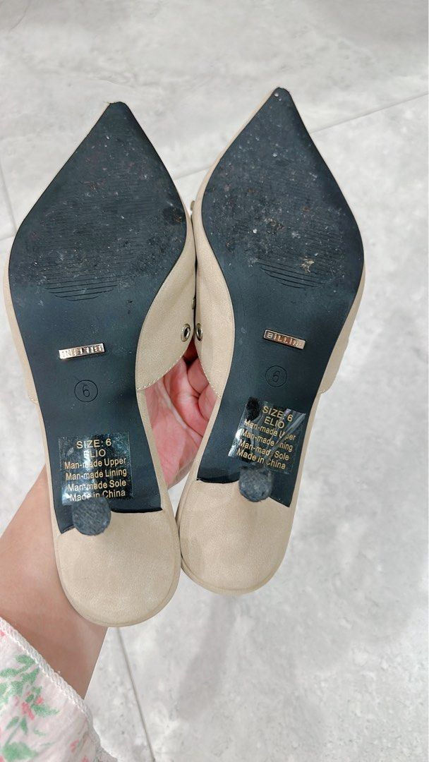 Billini Taupe ELIO SUEDE POINT size AU6 (Category: Women's Shoes) located in Miranda. Submitted by abbie.corner (Listing ID 1379912665, Image 3). Description: Lightly used, in excellent condition Elio is a luxe pointed mule, available exclusively to Billini. Exude contemporary style with a vintage twist with this luxe on-trend pump. Featuring; • mid, kicked in stiletto heel • court style upper with closed pointed toe • luxe scalloped trim • stud 