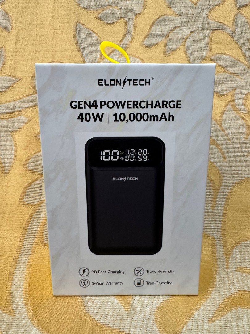 BNIB Sealed Elon X Tech GEN4 40W 10000mAh Super Fast Charging PowerBank (Ash Black) and additional free 100W USB-C to C cable (0.25m) (Category: Power Banks & Chargers) located in Singapore. Submitted by deslianer (Listing ID 1380001458, Image 3). Description: BNIB Sealed Elon Tech GEN4 40W 10000mAh Super Fast Charging PowerBank (Ash Black) and additional free 100W USB-C to C cable (0.25m). Price is fixed. Collection at S797637 High Park Residenc