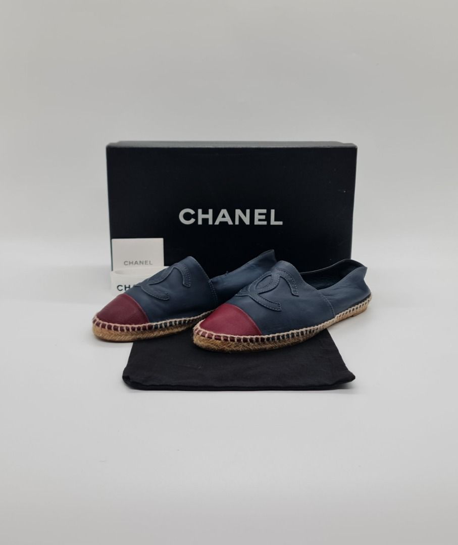 Chanel Lambskin Espadrilles EU36 (Category: Sneakers & Footwear) located in Manila. Submitted by corycee (Listing ID 1379981800, Image 1). Description: Condition: Shoes is in good pre-loved condition and is well maintained. Light signs of wear on the soles with some creasing. No major scuffs, scratches, or discoloration. Inclusions: Chanel box, card, Chanel ribbon Price: 28K RFS: not being used anymore Location: Multinational Village, Parañaque S