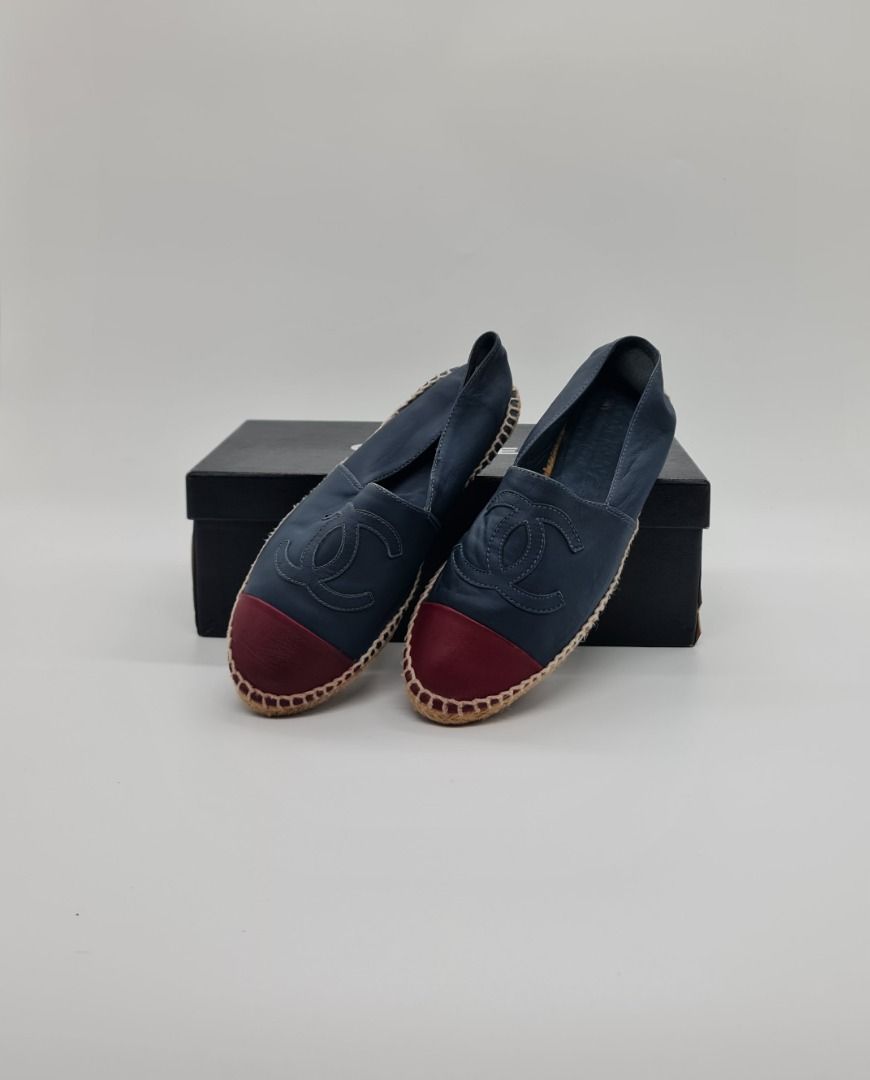 Chanel Lambskin Espadrilles EU36 (Category: Sneakers & Footwear) located in Manila. Submitted by corycee (Listing ID 1379981800, Image 2). Description: Condition: Shoes is in good pre-loved condition and is well maintained. Light signs of wear on the soles with some creasing. No major scuffs, scratches, or discoloration. Inclusions: Chanel box, card, Chanel ribbon Price: 28K RFS: not being used anymore Location: Multinational Village, Parañaque S