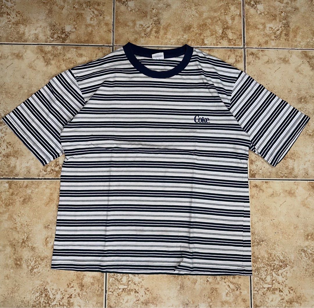 Coke Stripe Tee (Category: Tshirts & Polo Shirts ) located in Davao. Submitted by Akenn (Listing ID 1380025572, Image 1). Description: Coke Striped Tee GU Dimes: 22.5x26 (L) No issue ALL ITEMS NEGOTIABLE‼️.