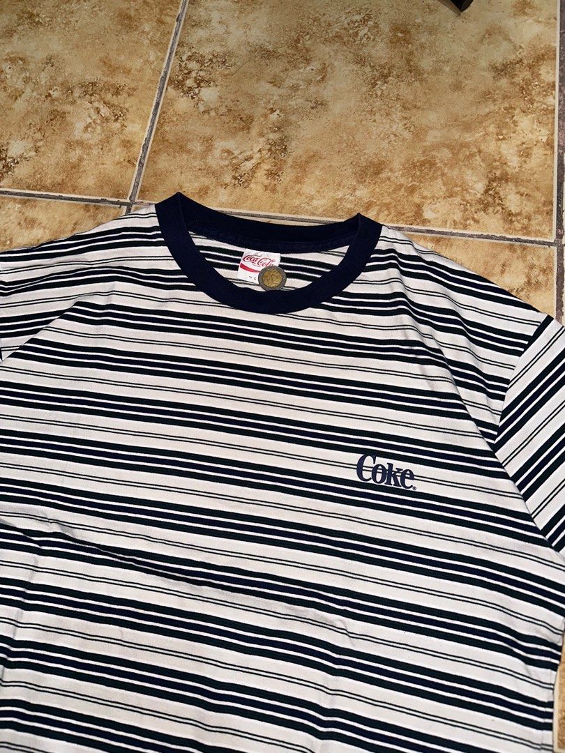 Coke Stripe Tee (Category: Tshirts & Polo Shirts ) located in Davao. Submitted by Akenn (Listing ID 1380025572, Image 2). Description: Coke Striped Tee GU Dimes: 22.5x26 (L) No issue ALL ITEMS NEGOTIABLE‼️.