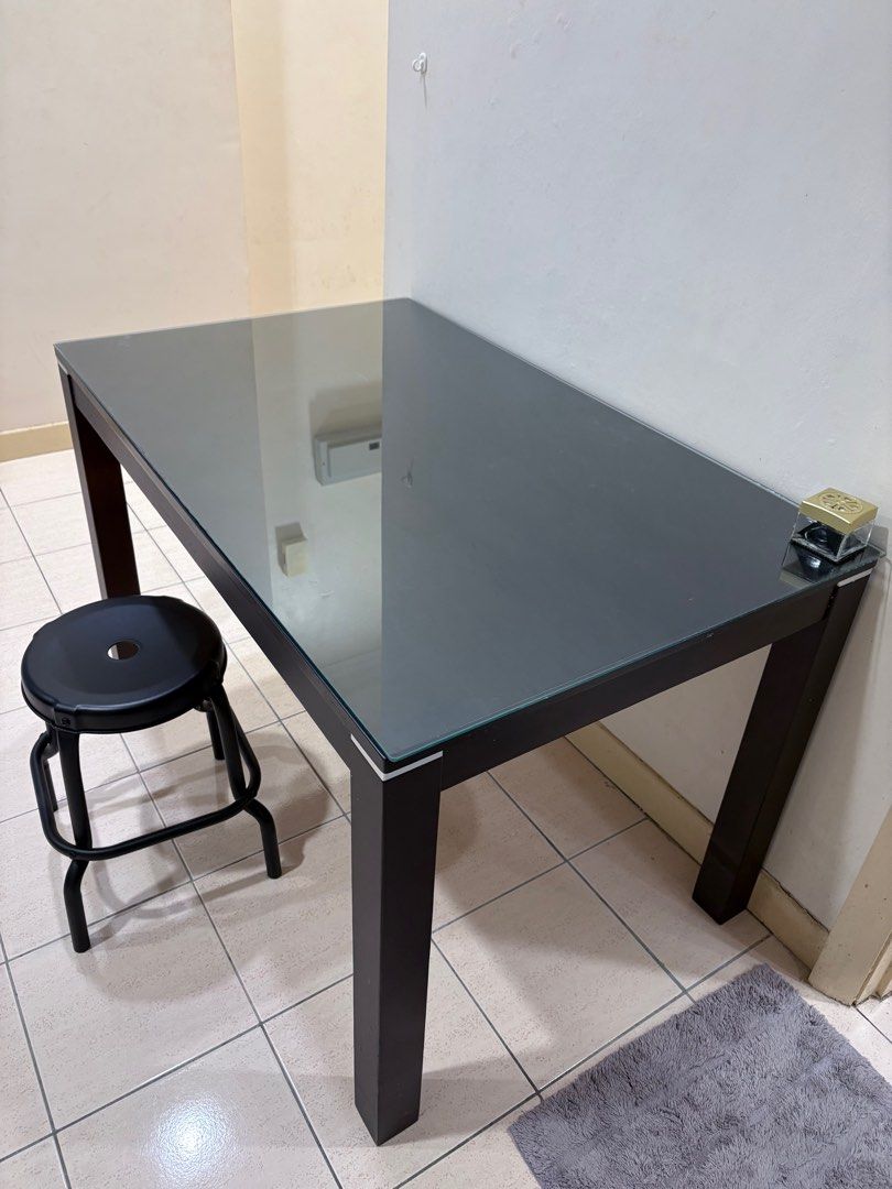 Dining table / Study table (Category: Tables & Sets) located in Kuala Lumpur. Submitted by loloie (Listing ID 1379924199, Image 3). Description: Good condition. Solid wood. Customised glass on the top. Pick up from Amcor Service suites. See pictures for dimensions .