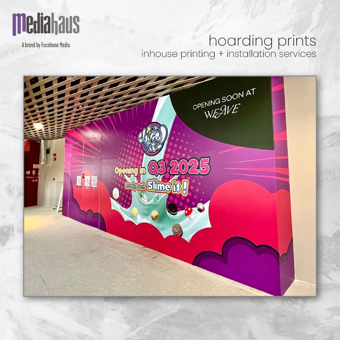 Hoarding Prints & Installation Services (Category: Printing, Design & Marketing) located in Singapore. Submitted by sgmediahaus (Listing ID 1229715535, Image 1). Description: From conceal outdoor construction sites or renovation with indoor construction hoarding, we are a one-stop solution for all your retail branding needs. We specialize in design, printing and installation of site and retail hoarding sticker. With our latex printing techniques 