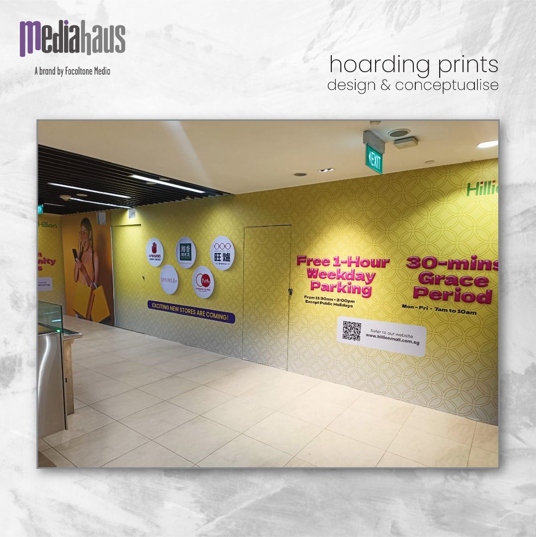 Hoarding Prints & Installation Services (Category: Printing, Design & Marketing) located in Singapore. Submitted by sgmediahaus (Listing ID 1229715535, Image 2). Description: From conceal outdoor construction sites or renovation with indoor construction hoarding, we are a one-stop solution for all your retail branding needs. We specialize in design, printing and installation of site and retail hoarding sticker. With our latex printing techniques 