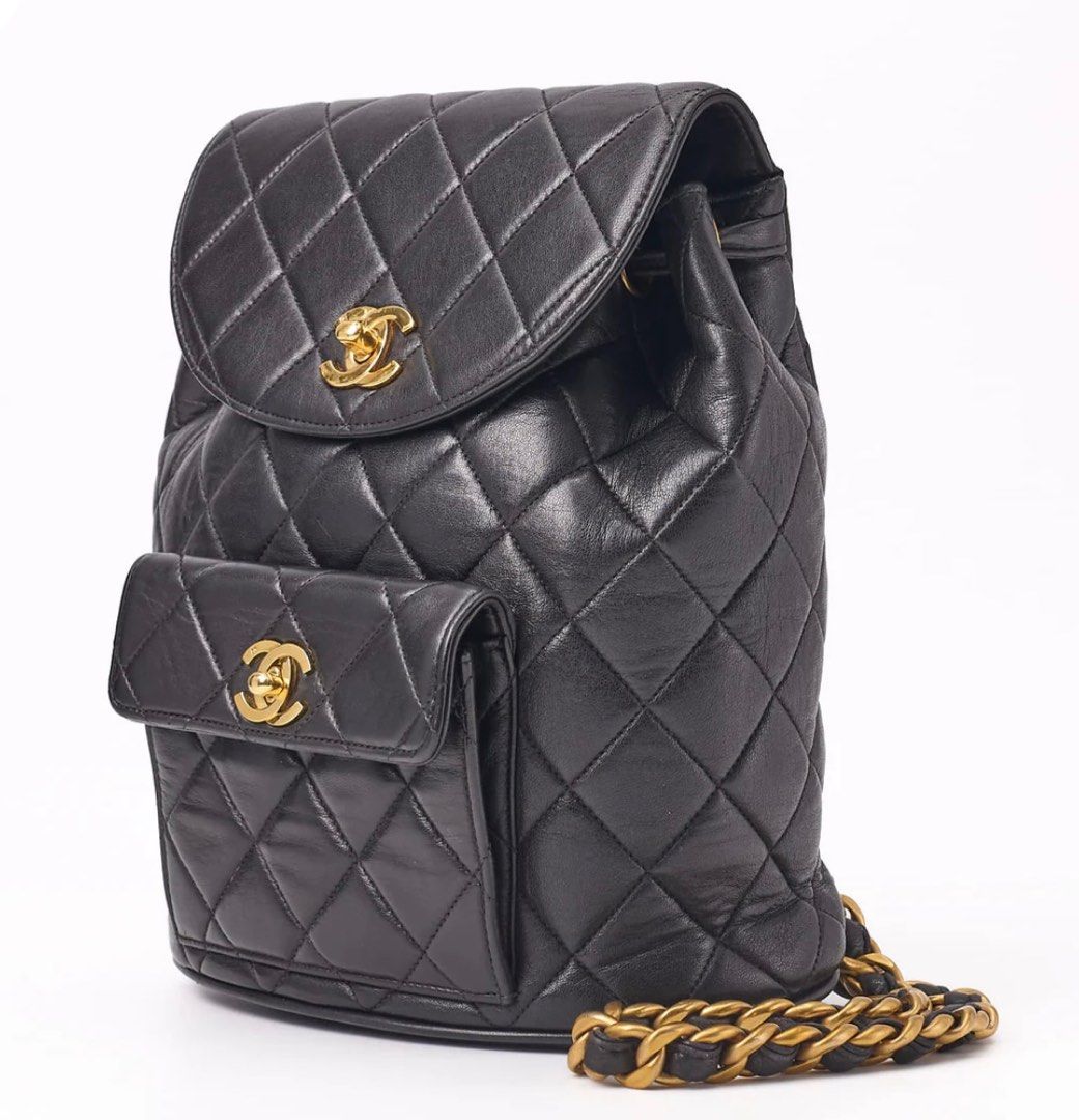 Limited time sale! Chanel Backpack (Category: Luxury Bags & Wallets) located in Pasig City. Submitted by music_angel (Listing ID 1380082673, Image 1). Description: ✨ for Pre- Order ❤️ item arrival on July 15th ❤️ CHANEL Matelasse Outside Flap Turn Lock Chain Backpack. Crafted from luxurious lambskin leather in a timeless black shade with elegant gold fittings, this backpack is the epitome of sophistication. Perfect for the modern woman on-the-go,