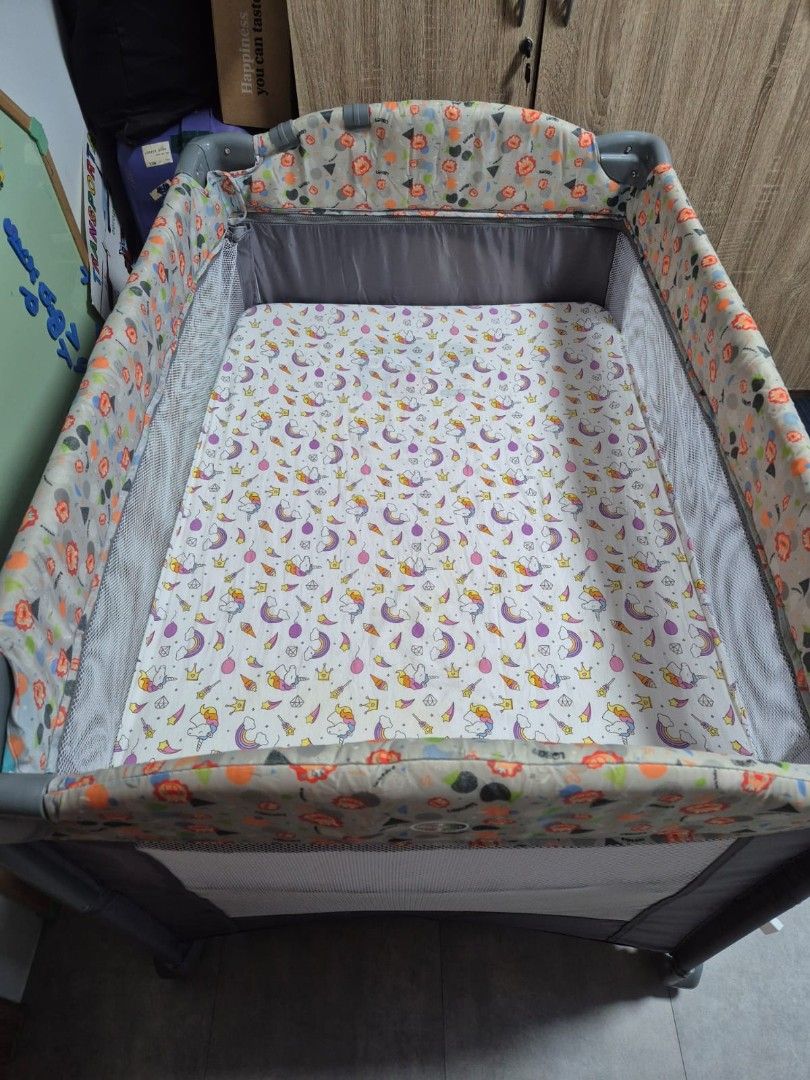 Lucky Baby Travel Play Pen S10 (Category: Infant Playtime) located in Singapore. Submitted by bennetttan85 (Listing ID 1379953717, Image 2). Description: - Baby playpen in good condition - seldom used as baby sticks to mother 24/7 :p - stated as suitable for travel - Includes a changing table and mattress - Easy to set up and fold down -one side can be unzipped so that mother can reach out to baby easily if COT placed beside bed. .