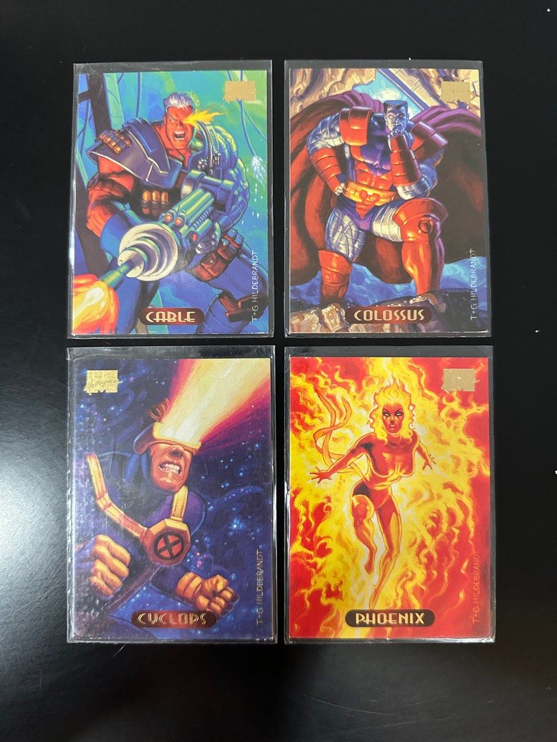 Marvel Masterpieces 1994 (Category: Vintage Collectibles) located in Quezon City. Submitted by dongilmore (Listing ID 1380020346, Image 1). Description: Blackout - 150 Blaze - 150 Bloodaxe - 150 Cable - 175 Carnage GF - 1500 Cerebra GF - 100 Colossus - 275 Cyclops - 1000 Dr. Doom - 400 Elektra GF - 150 Iron Man - 1000 Junkpile - 175 Metalhead - 300 Morbius - 275 Morg GF - 150 Nebula - 275 Nova - 150 Phoenix - 450 Quasar - 150 Random - FREE (for a