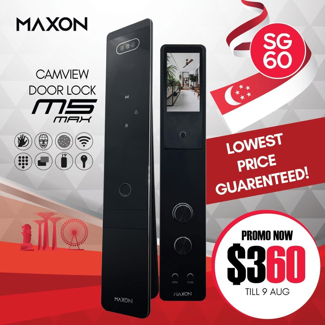 MAXON M5 MAX DIGITAL DOOR LOCK (SG60 promo(, Furniture & Home Living ...